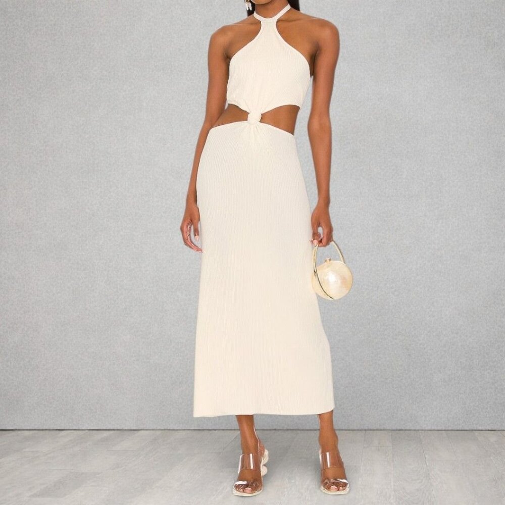 cult gaia Cream Cutout Maxi Dress